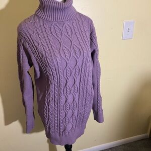 Pretty Guide Women's Cable Knit Turtleneck Sweater - Purple Size XL